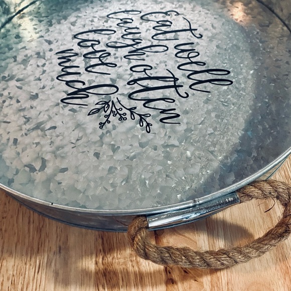 Brownlow “eat well, laugh often, love much” galvanized tin vintage style tray - Picture 8 of 8